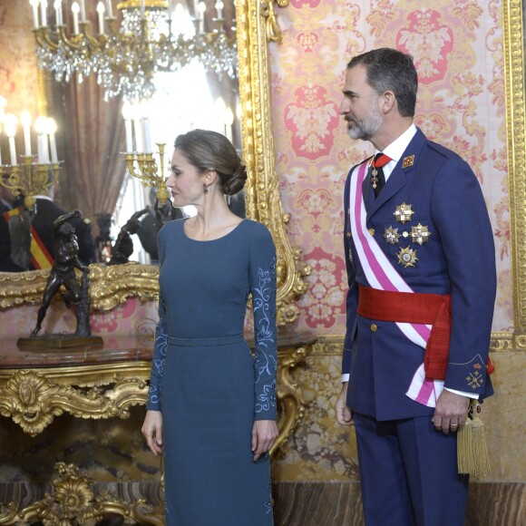 Le roi Felipe VI et la reine Letizia lors de la Pâque militaire à Madrid le 6 janvier 2017