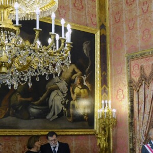 Le roi Felipe VI et la reine Letizia lors de la Pâque militaire à Madrid le 6 janvier 2017