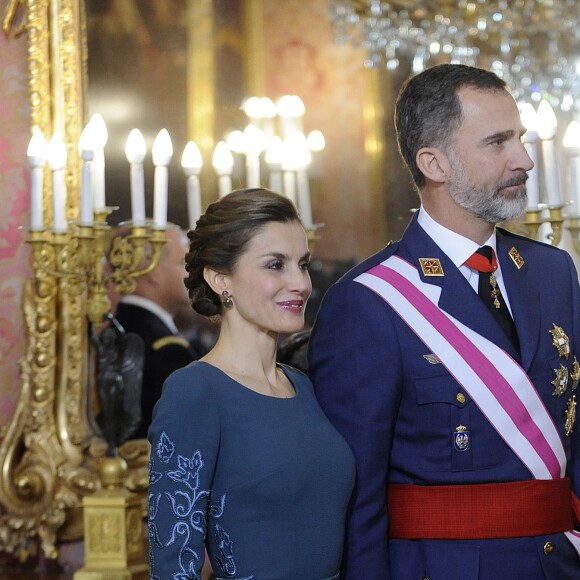 Le roi Felipe VI et la reine Letizia lors de la Pâque militaire à Madrid le 6 janvier 2017