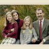 Carte de voeux de la fin d'année 2016 du roi Felipe VI et de la reine Letizia d'Espagne avec leurs filles Leonor et Sofia.