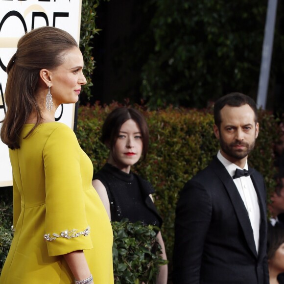 Natalie Portman enceinte et son mari Benjamin Millepied - La 74e cérémonie annuelle des Golden Globe Awards à Beverly Hills, le 8 janvier 2017. © Olivier Borde/Bestimage