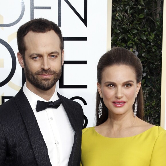 Natalie Portman enceinte et son mari Benjamin Millepied - La 74e cérémonie annuelle des Golden Globe Awards à Beverly Hills, le 8 janvier 2017. © Olivier Borde/Bestimage