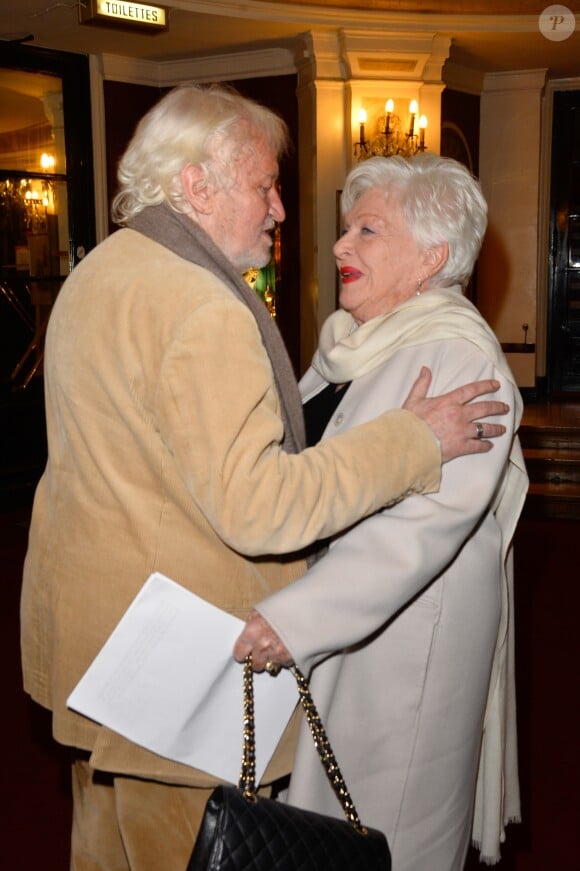 Exclusif - Niels Arestrup et Line Renaud - Niels Arestrup décoré au grade d'officier de la Légion d'Honneur lors de la dernière de la pièce "Acting" au théâtre des Bouffes-Parisiens à Paris le 8 janvier 2017. © Coadic Guirec/Bestimage