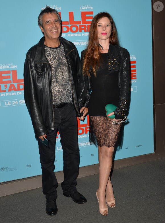 Julien Clerc et sa femme Hélène Grémillon - Avant-première du film "Elle l'adore" au cinéma UGC Normandie à Paris, le 15 septembre 2014.
