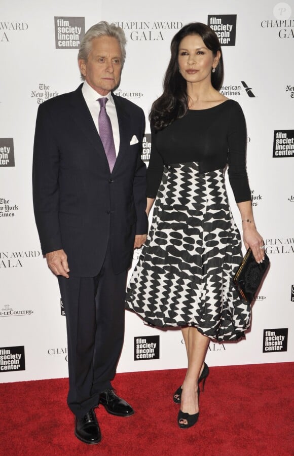 Michael Douglas et Catherine Zeta-Jones - 41ème soiréee des "Chaplin Gala Awards" à New York le 28 avril 2014.