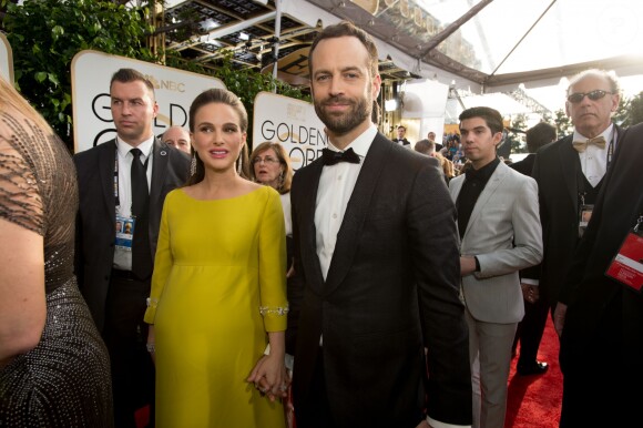 Natalie Portman et son mari Benjamin Millepied lors de la 74ème cérémonie annuelle des Golden Globe Awards à Beverly Hills, Los Angeles, Californie, Etats-Unis, le 8 janvier 2017.