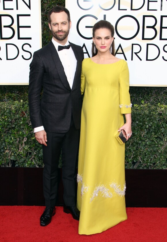Natalie Portman et son mari Benjamin Millepied lors de la 74ème cérémonie annuelle des Golden Globe Awards à Beverly Hills, Los Angeles, Californie, Etats-Unis, le 8 janvier 2017.