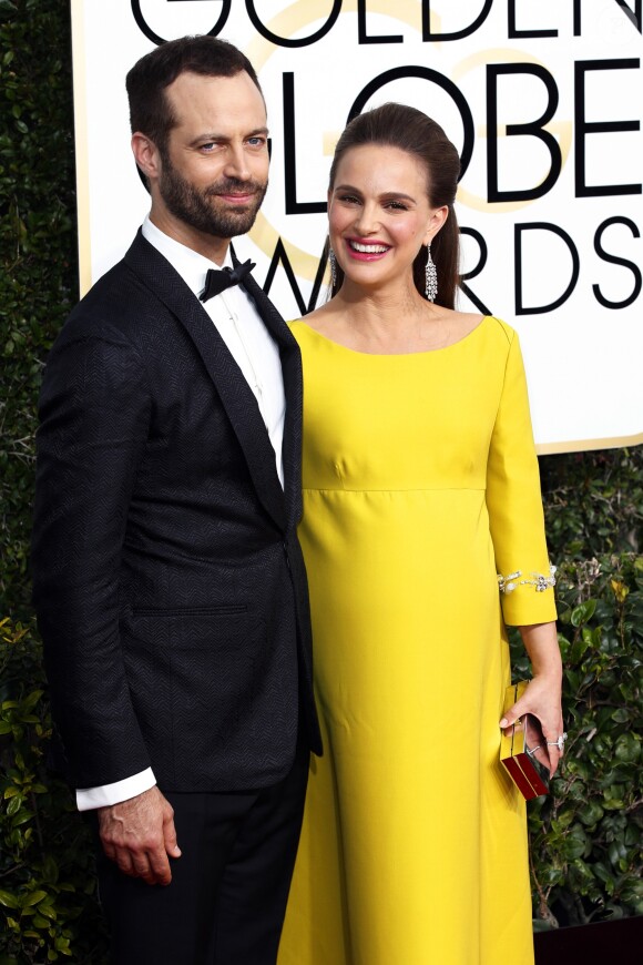 Natalie Portman et son mari Benjamin Millepied lors de la 74ème cérémonie annuelle des Golden Globe Awards à Beverly Hills, Los Angeles, Californie, Etats-Unis, le 8 janvier 2017.