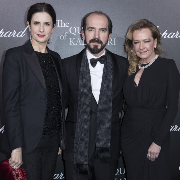 Semi-Exclusif - Livia Firth, Alexis Veller et sa compagne Caroline Scheufele lors du photocall de la présentation de la collection Chopard ''The Queen of Kalahari'' au théâtre du Châtelet à Paris, le 21 janvier 2017. ©