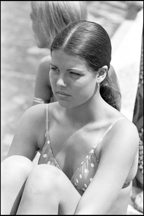 La princesse Caroline de Monaco en 1972 lors des championnats de natation de Monte-Carlo.