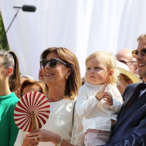 Camille Gottlieb, Pauline Ducruet, la princesse Caroline de Hanovre, Sacha Casiraghi, Andrea Casiraghi, Tatiana Santo Domingo Casiraghi. Premier jour des célébrations des 10 ans de règne du prince Albert II de Monaco à Monaco, le 11 juillet 2015.