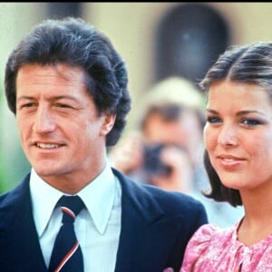 Philippe Junot et la princesse Caroline de Monaco le jour de leurs fiançailles en 1977.