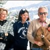 La princesse Grace et le prince Rainier III avec leurs filles Caroline et Stéphanie en vacances à Gstaad en 1977.