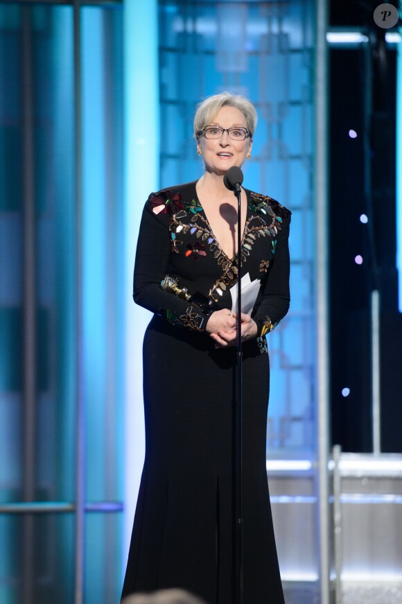 Meryl Streep - Show lors de la 74ème cérémonie annuelle des Golden Globe Awards à Beverly Hills, Los Angeles, Californie, Etats-Unis, le 8 janvier 2017. © HFPA/Zuma Press/Bestimage