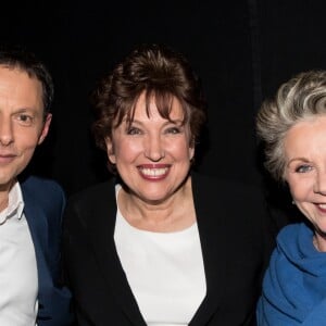 Exclusif  - Marc-Olivier Fogiel, Roselyne Bachelot-Narquin et Françoise Laborde - Enregistrement de l'émission "Le Divan" avec Roselyne Bachelot-Narquin en invitée et présentée par Marc-Olivier Fogiel. Le 13 janvier 2017. L'émission sera diffusée sur France 3 le 24 janvier 2017 © Cyril Moreau / Bestimage