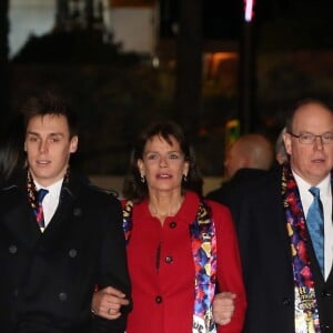 Louis Ducruet et sa compagne Marie, la Princesse Stéphanie, le Prince Albert II de Monaco et Camille Gottlieb - La famille princière arrive à la soirée de gala du 41ème festival du cirque de Monaco le 24 janvier 2017. © Dominique Jacovides / Pool restreint Monaco / Bestimage