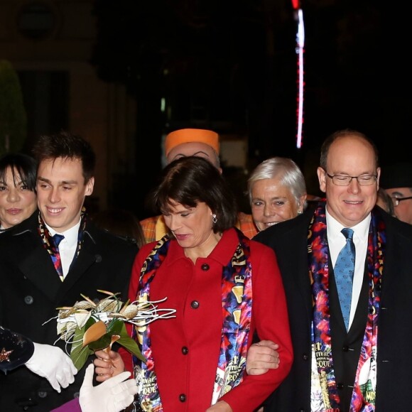Louis Ducruet et sa compagne Marie, la Princesse Stéphanie, le Prince Albert II de Monaco et Camille Gottlieb - La famille princière arrive à la soirée de gala du 41ème festival du cirque de Monaco le 24 janvier 2017. © Dominique Jacovides / Pool restreint Monaco / Bestimage