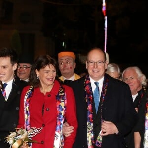 Louis Ducruet et sa compagne Marie, la Princesse Stéphanie, le Prince Albert II de Monaco et Camille Gottlieb - La famille princière arrive à la soirée de gala du 41ème festival du cirque de Monaco le 24 janvier 2017. © Dominique Jacovides / Pool restreint Monaco / Bestimage