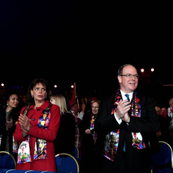 Louis Ducruet et sa compagne Marie, la Princesse Stéphanie, le Prince Albert et Camille Gottlieb - Arrivée de la famille princiére à la soirée de gala du 41ème festival du cirque de Monte-Carlo à Monaco, le 24 Janvier 2017. © Manuel Vitali/Centre de Presse Monaco/Bestimage