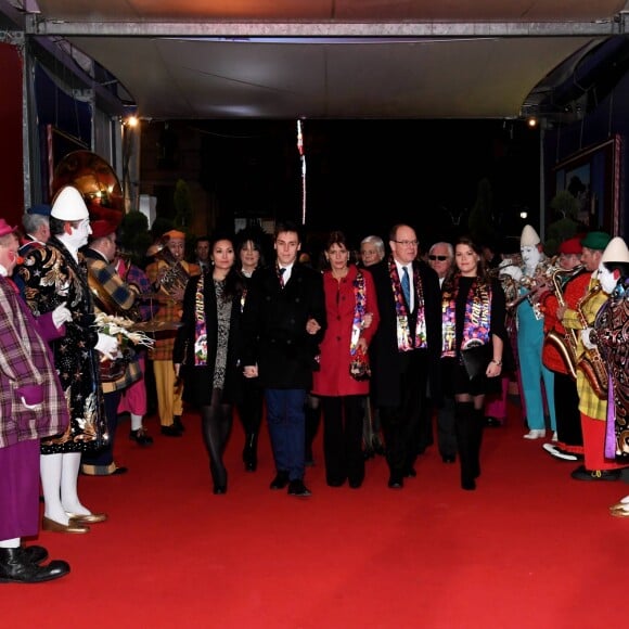 Louis Ducruet et sa compagne Marie, la Princesse Stéphanie, le Prince Albert et Camille Gottlieb - Arrivée de la famille princiére à la soirée de gala du 41ème festival du cirque de Monte-Carlo à Monaco, le 24 Janvier 2017. © Manuel Vitali/Centre de Presse Monaco/Bestimage