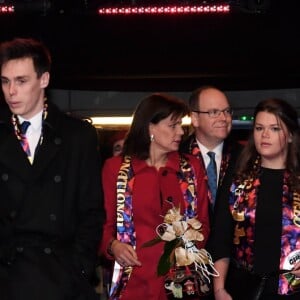 Louis Ducruet et sa compagne Marie, la Princesse Stéphanie, le Prince Albert et Camille Gottlieb - Arrivée de la famille princiére à la soirée de gala du 41ème festival du cirque de Monte-Carlo à Monaco, le 24 Janvier 2017. © Manuel Vitali/Centre de Presse Monaco/Bestimage