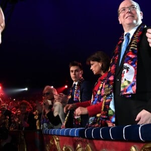 Louis Ducruet, la princesse Stéphanie de Monaco, le prince Albert II de Monaco et Camille Gottlieb ovationnés au début de la soirée de gala du 41ème festival du cirque de Monte-Carlo à Monaco, le 24 Janvier 2017. © Manuel Vitali/Centre de Presse Monaco/Bestimage