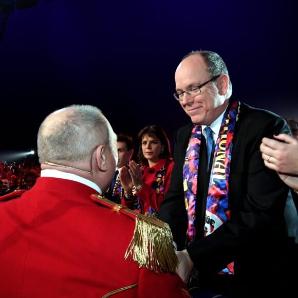 Louis Ducruet, la princesse Stéphanie de Monaco, le prince Albert II de Monaco et Camille Gottlieb ovationnés au début de la soirée de gala du 41ème festival du cirque de Monte-Carlo à Monaco, le 24 Janvier 2017. © Manuel Vitali/Centre de Presse Monaco/Bestimage