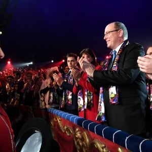 Louis Ducruet, la princesse Stéphanie de Monaco, le prince Albert II de Monaco et Camille Gottlieb ovationnés au début de la soirée de gala du 41ème festival du cirque de Monte-Carlo à Monaco, le 24 Janvier 2017. © Manuel Vitali/Centre de Presse Monaco/Bestimage