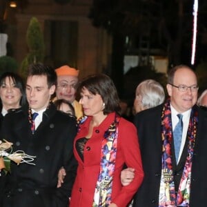 Louis Ducruet et sa petite amie Marie, la princesse Stéphanie de Monaco, le prince Albert II de Monaco et Camille Gottlieb - Soirée de gala du 41ème festival du cirque de Monte-Carlo à Monaco, le 24 Janvier 2017. © Pool/Frédéric Nebinger Monaco/Bestimage