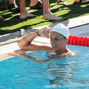 Exclusif - Laure Manaudou replonge pour le 8ème meeting de natation de Carcassonne le 28 juin 2015.