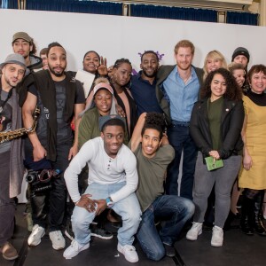 Le prince Harry lors de la cérémonie de remise des diplômes de Coach Core au Nottingham Council House à Nottingham, le 1er février 2017, un projet soutenu par la Royal Foundation.