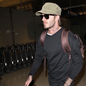 David Beckham arrive à l'aéroport de LAX à Los Angeles, le 2 février 2017