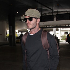 David Beckham arrive à l'aéroport de LAX à Los Angeles, le 2 février 2017