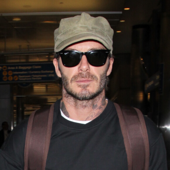 David Beckham arrive à l'aéroport de LAX à Los Angeles, le 2 février 2017