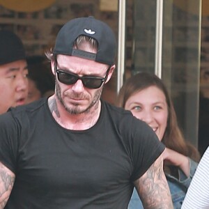 David Beckham sort de sa séance de SoulCycle à Brentwood, le 2 février 2017.