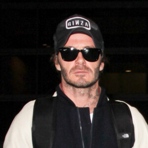 David Beckham arrive à l'aéroport LAX de Los Angeles, le 29 janvier 2017.