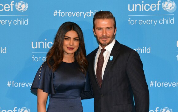 Priyanka Chopra et David Beckham - Soirée de gala des 70 ans de l'UNICEF à New York le 12 décembre 2016.