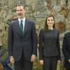 Le roi Felipe VI et la reine Letizia d'Espagne en audience avec les membres de la commission islamique au palais Zarzuela à Madrid le 2 février 2017