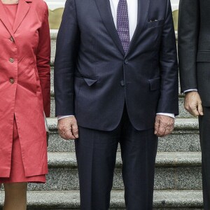 Le roi Felipe VI et la reine Letizia d'Espagne ont reçu le président de l'Allemagne Joachim Grauck et sa compagne Daniela Schadt, au palais de la Zarzuela à Madrid, le 01 février 2017.