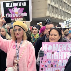 Katy Perry lors de la ‘marche des femmes' contre Trump à Washington, le 21 janvier 2017