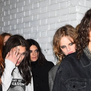 Bella Hadid, Kendall Jenner, Hanne Gaby Odiele, Anna Ewers et les mannequins du défilé Alexander Wang à New York. Le 11 février 2017.