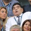 Diego Maradona et sa compagne au match d'ouverture de l'Euro 2016, France-Roumanie au Stade de France, le 10 juin 2016. © Cyril Moreau/Bestimage