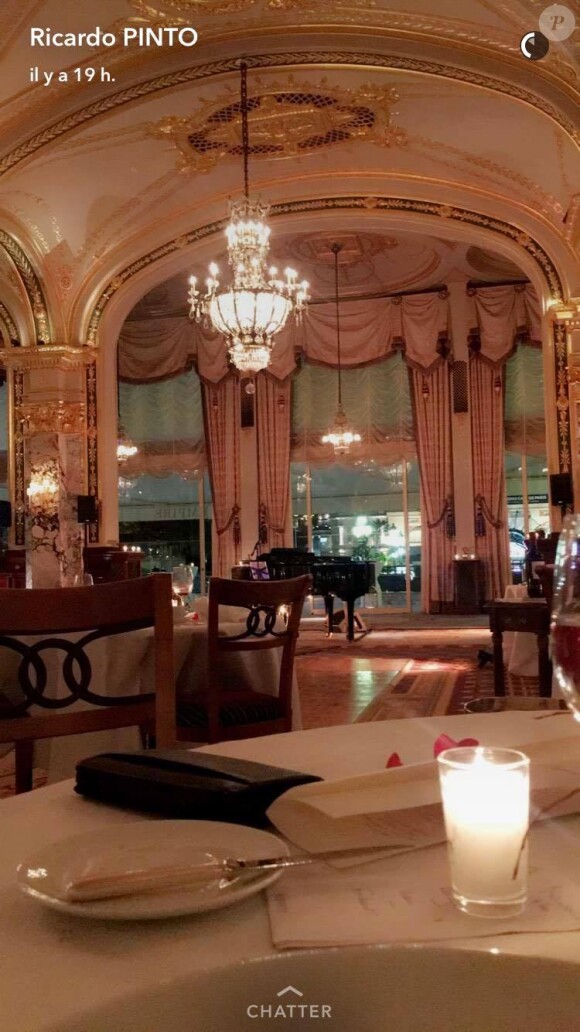 Ricardo et Nehuda réunis pour la Saint-Valentin 2017. Ici à l'Hôtel de Paris à Monte-Carlo.