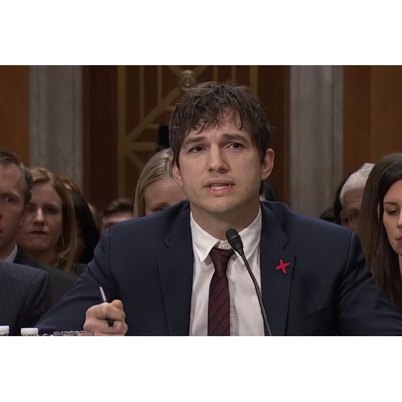 Ashton Kutcher face au Sénat américain, le 15 février 2017. (capture d'écran)