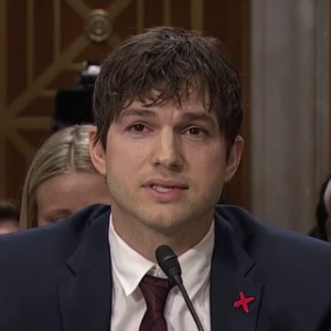 Ashton Kutcher face au Sénat américain, le 15 février 2017. (capture d'écran)