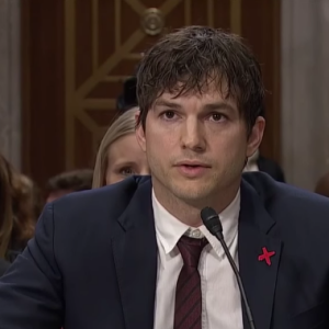 Ashton Kutcher face au Sénat américain, le 15 février 2017. (capture d'écran)