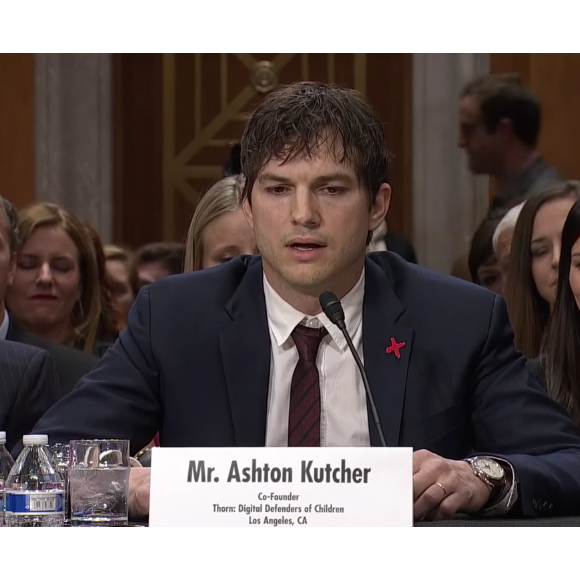 Ashton Kutcher face au Sénat américain, le 15 février 2017. (capture d'écran)