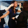 Tatiana Silva, ex-Miss Belgique (2005) et ex-compagne du chanteur Stromae, ici en train de se préparer pour présenter la météo sur M6 en 2016, a été recrutée par TF1 comme Miss Météo ! Photo Instagram Tatiana Silva.