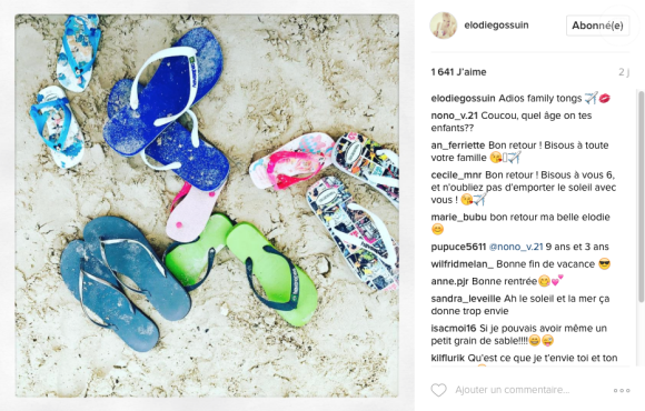 Elodie Gossuin nostalgique de ses vacances en famille, le 18 février 2017 sur Instagram.