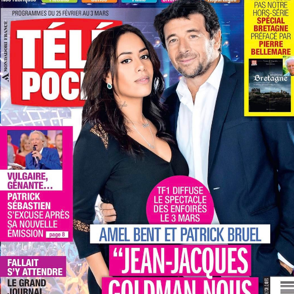 Amel Bent dévoile un nouveau tatouage dans le cou en couverture de "Télé Poche", programmes du 25 février au 3 mars 2017.